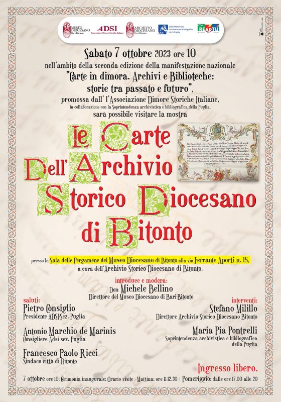 In mostra le antiche carte dell Archivio Diocesano di Bitonto