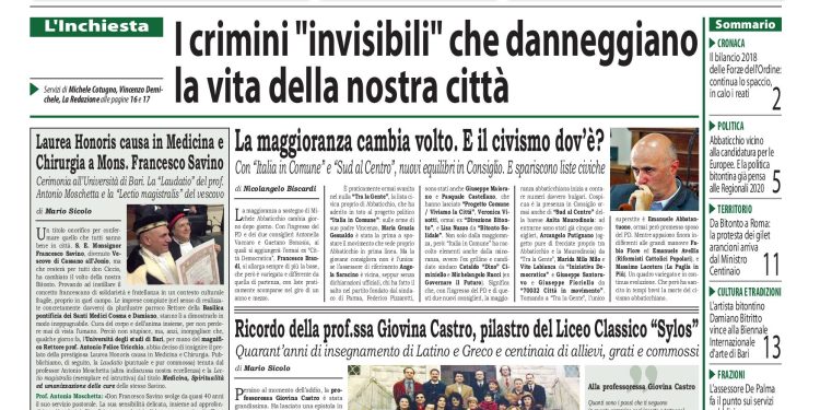 I crimini “invisibili” della nostra città. Sul nuovo numero del “da BITONTO”, un’inchiesta sul tema