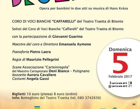 Domeniche a Teatro. Questa sera l’opera per bambini “Bundibàr” di Hans Krása