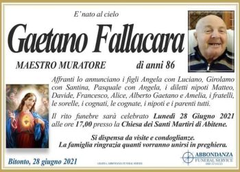 Muore Gaetano Fallacara, impareggiabile cantore della bitontinità