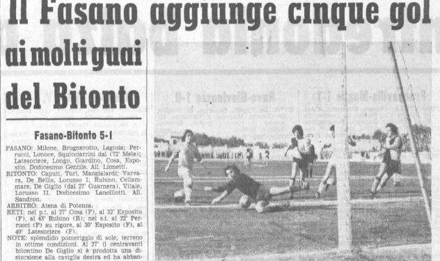 CALCIO – Amarcord Bitonto. Il derby più atteso è quello col Fasano: una sola vittoria in dieci sfide, però