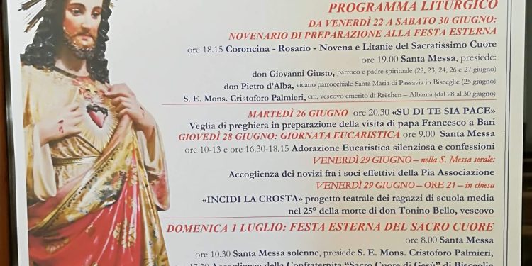 Sacro Cuore di Gesù, il 1° luglio messa solenne e processione per le vie della città