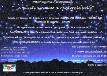 “Passeggiata tra le stelle” con la Cooperativa ReArTù e l’Associazione Molfettese Studi Astronomici