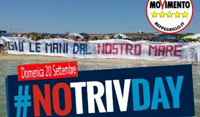 “#No Triv Day, giù le mani dal nostro mare”, i Grilli bitontini contro le trivelle del Governo Renzi