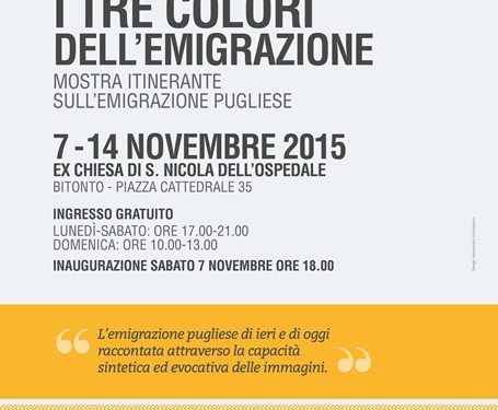 “I tre colori dell’emigrazione”, in mostra la storia dei pugliesi nel mondo