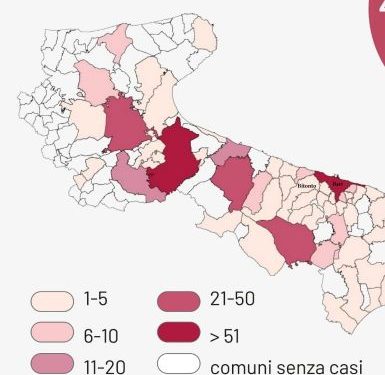 Covid-19, mappa regionale: Bitonto nella fascia 1-5 casi. Domani, appuntamento col sindaco su Facebook