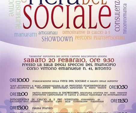Fiera del Sociale, la rassegna dell’Unione Italiana Ciechi e Ipovedenti a Bitonto il 20 febbraio