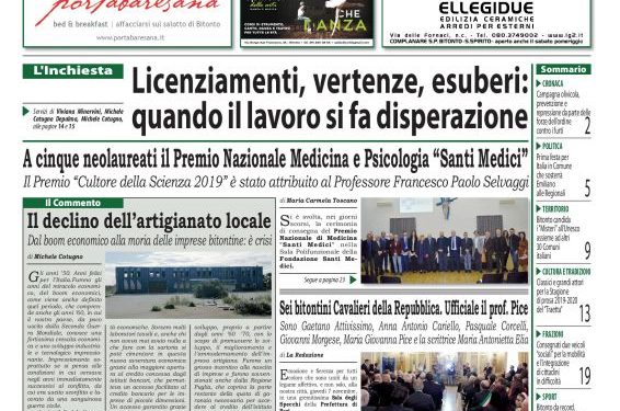 Licenziamenti, vertenze ed esuberi. Il calvario dei lavoratori nel nuovo numero del “da BITONTO”
